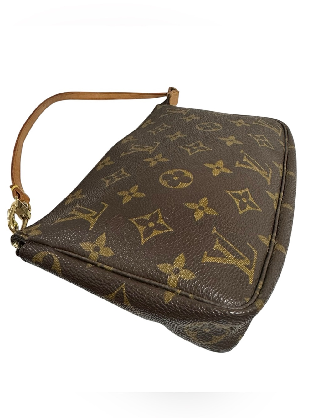 Louis Vuitton Brown Monogram Canvas Pochette with Tan Strap - Picture 5 of 15